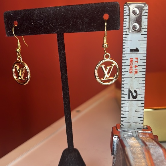 Upcycled LV Charm Dangle Earrings - Picture 6 of 7